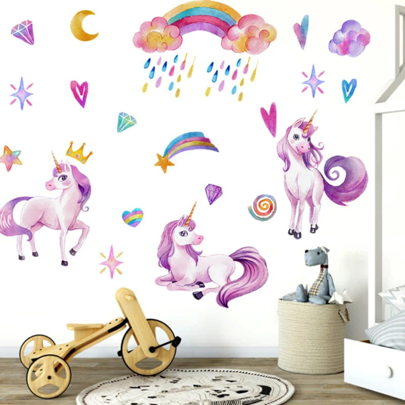New Unicorn Rainbow Wall Stickers Living Room Bedroom Children's Room