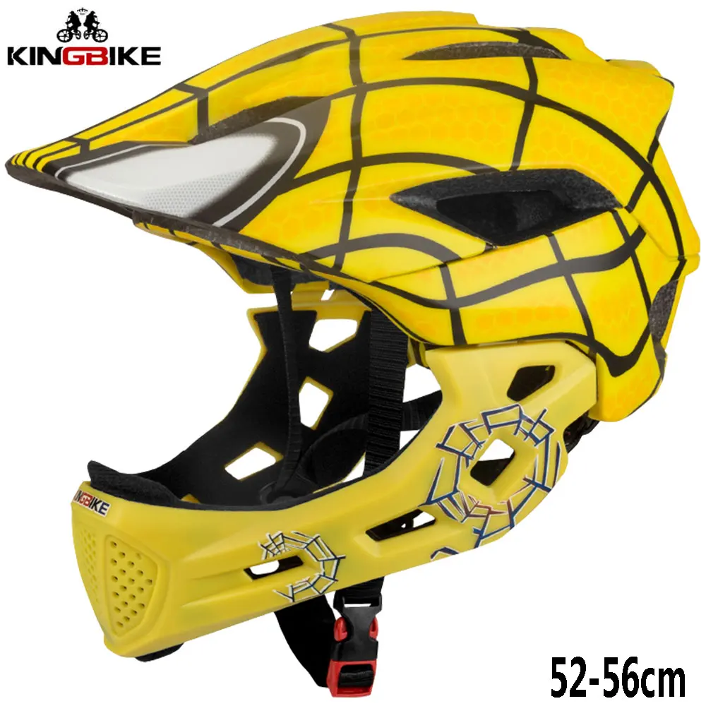 KINGBIKE Adult Full Face MTB Bike Helmet Casco Mountain Road Bicycle Full Covered Helmet Motorcycle Cycling Helmet for Kids - Цвет: J-266-Yellow
