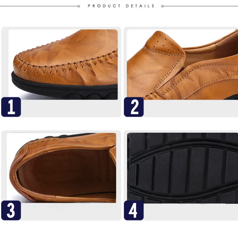 Мужская повседневная кожаная обувь; Роскошные дышащие мокасины; лоферы; Мужская Удобная мягкая обувь на плоской подошве; обувь для вождения; большие размеры 46