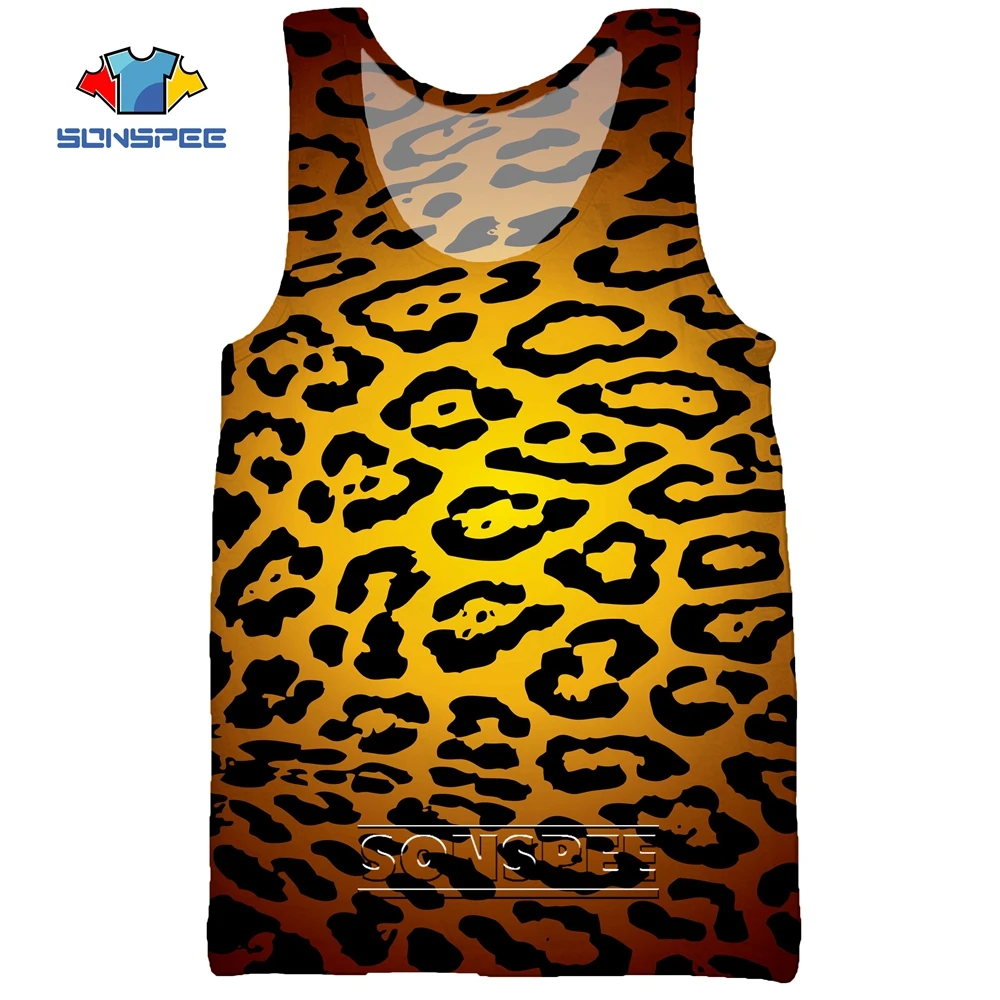 SONSPEE Leopard Animal Hunting 3D Print Men's Tank Tops Casual Fitness Bodybuilding Gym Muscle Funny Men Sleeveless Vest Shirt