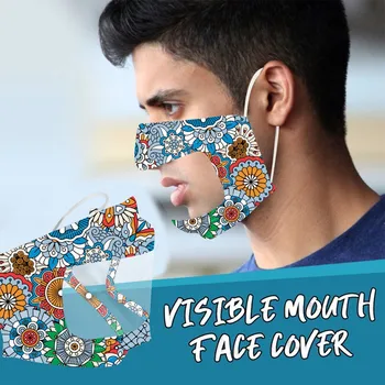 

Adults Transparent Mask Daisy Print Masks With Clear Window Visible Expression Special Mask For Deaf Mute People Mascarilla