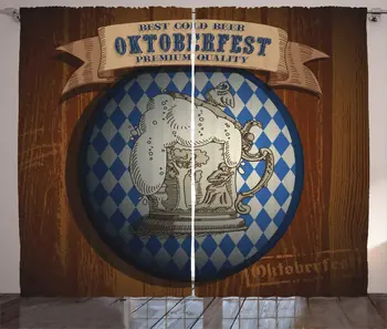 

Oktoberfest Window Curtains Best Cold Beer Oktoberfest Premium Quality Classic Advertising Illustration Living Room Bedroom