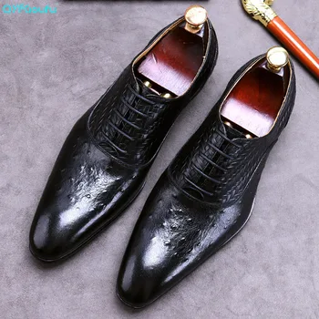 

QYFCIOUFU Brand Designer Genuine Leather Mens Wholecut Oxford Shoes For Men Black Brown Dress Shoes Business Office Formal Shoes