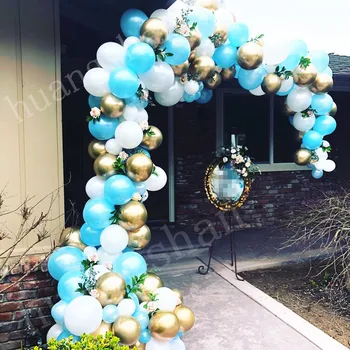

122pcs Blue white Balloon Garland Arch Kit Chrome metal gold Latex Balloons boy Baby Shower Wedding Birthday Party Decorations