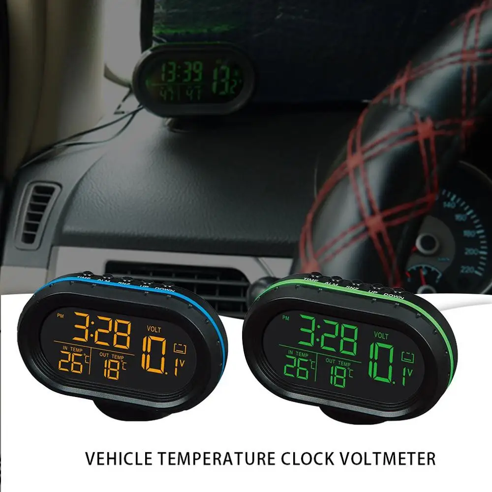 Multifunction Car Temperature Clock Voltmeter Car Thermometer