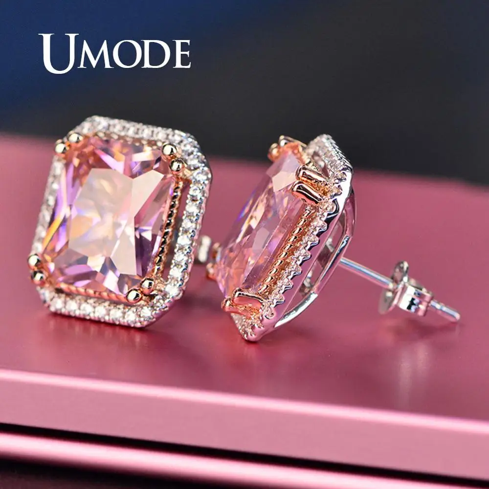 UMODE корейские Кристальные серьги-гвоздики для женщин, маленькие CZ циркониевые серьги, роскошные модные ювелирные аксессуары, UE0600