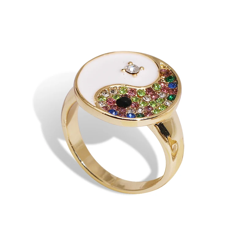 AOTEMAN INS радужные кольца для девочек женские хрустальные Свадебный Венчальный со стразами разноцветные кольца наборы оптовые продажи, фианит Bijoux - Цвет основного камня: 022-5-MT