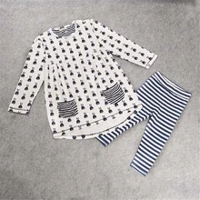 Платье для малышей с рисунком в виде кролика для девочек Костюмы милые детские Смешанный хлопок 2 шт./компл. прочный милый