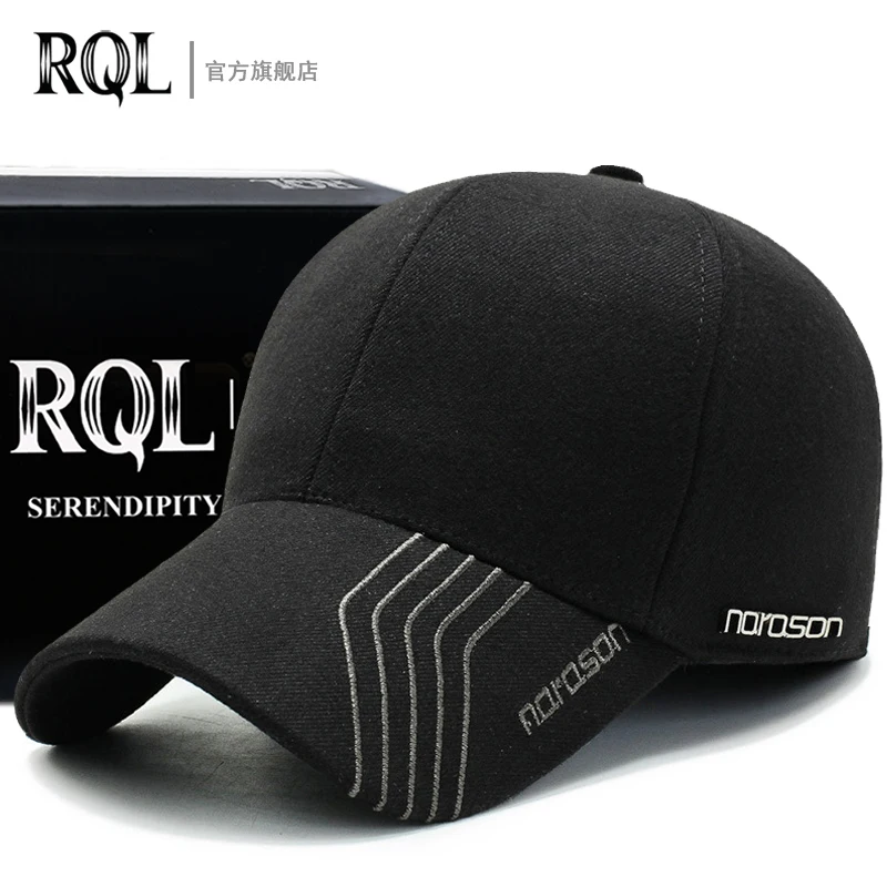 Men's Hat Autumn and Winter Wool Tweed Baseball Cap with Earflap Ear Protection Thickened Warm Fashion Dad Hat Trucker Cap 2021