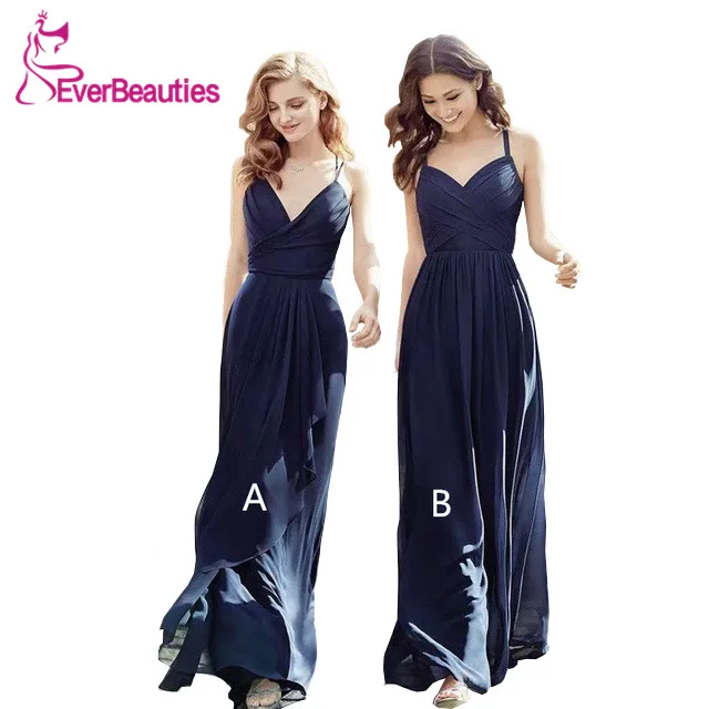 

Graceful Party Dress Elegant Vestido Madrinha 2020 Spaghetti Strap Bridesmaid Dresses Long Chiffon Robe Demoiselle D'honneur