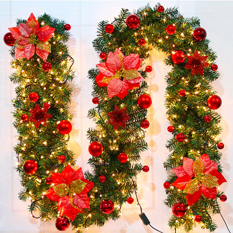 2,7 м Сказочный цветок, Рождественский венок, гирлянда, украшение для Рождественского украшения, искусственная сосна «сделай сам», дерево, лоза, Рождественская Новогодняя гирлянда