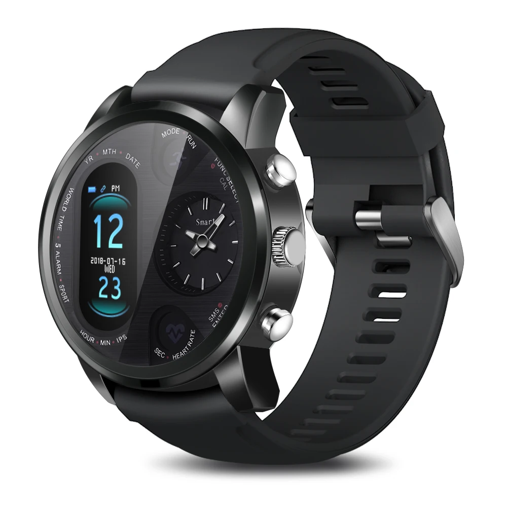T3 Pro Смарт-часы с двумя часовыми поясами спортивные мужские водонепроницаемые Смарт-часы сердечный ритм бизнес Bluetooth сплав трекер активности - Цвет: Черный