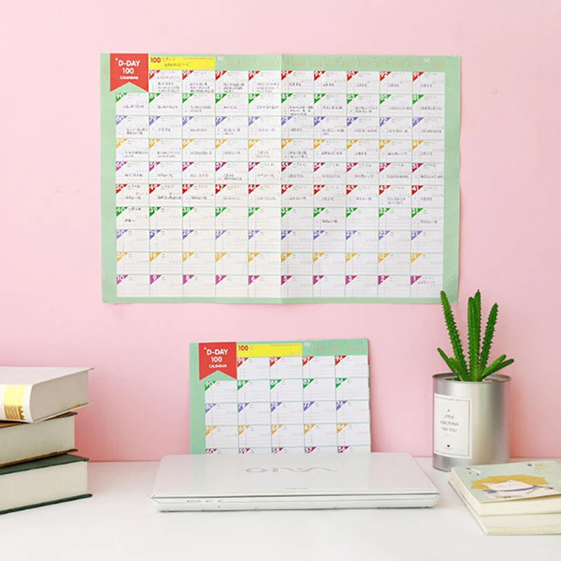 New 100 Day Countdown Calendar Learning Schedule Periodic Planner Table Gift For Kids Study Planning Learning Supplies
