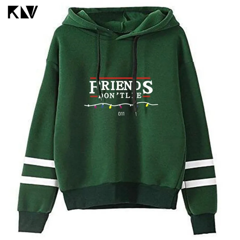 Green 2 KLV Stranger Show Things Hawkins Middle School Club с капюшоном и буквенным принтом, женские толстовки, уличная одежда, толстовки - Цвет: Green 2