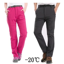 Брюки для улицы-20 градусов походные брюки Зимние флисовые софтшелл брюки мужские женские лыжные походные водонепроницаемые треккинговые брюки