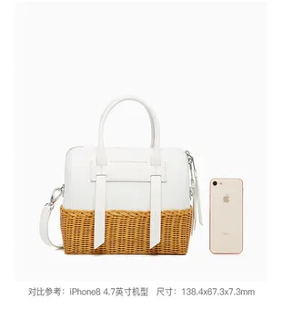 

Women's rattan handbag luxury Messenger bag genuine leather handmade rattan weaving 2020summer beach bags for women sac main