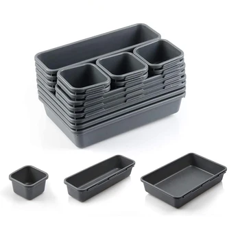 

Interlocking Drawer Organizer Tray, Multi-Purpose Desk Organizer Drawer For Office Bedroom, 3 Different Sizes,16 Pcs