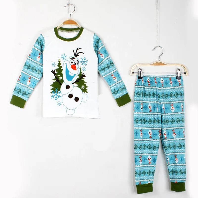 Рождественская Пижама; детская одежда для мальчиков; комплект одежды для маленьких девочек; детская одежда для сна с длинными рукавами с изображением принцессы Софии, Эльзы, Микки, Минни - Цвет: Green