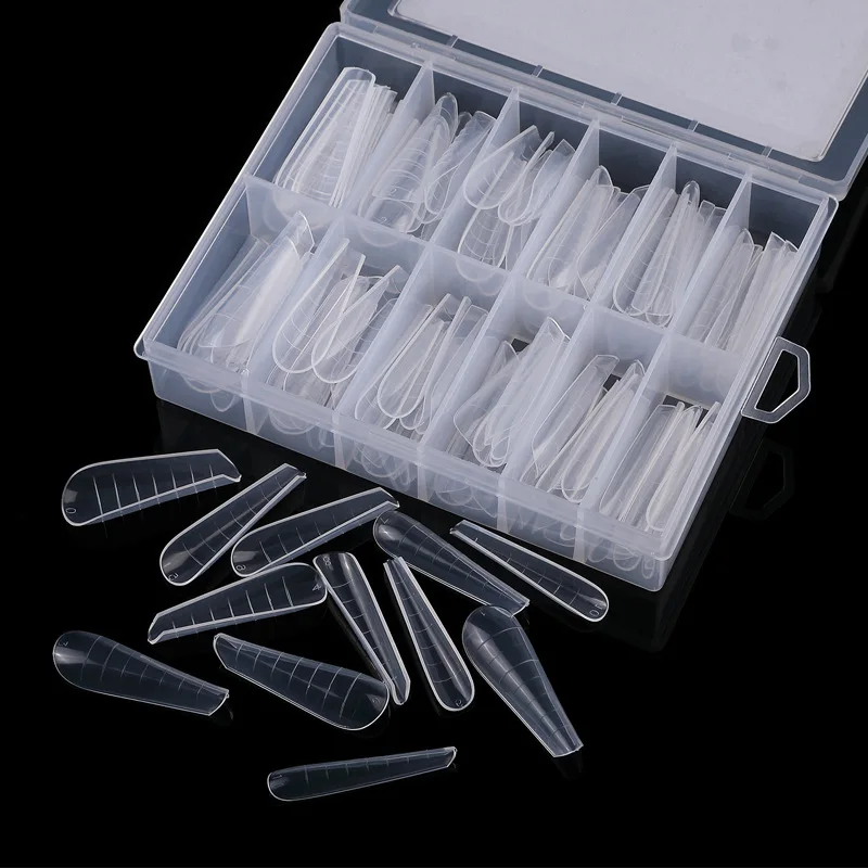 120Pcs Dual Forms Poly Nail Gel Quick Building Mold Tips Clear Finger Extension Nail Art UV Coffin & Nail Ballerina Tips Mold &*