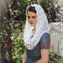 Круглый хлопок кружевная Мантилья Catholique вуали для церкви короткие женские головные уборы латинская масса черная слоновая кость Velos de Novia Negra