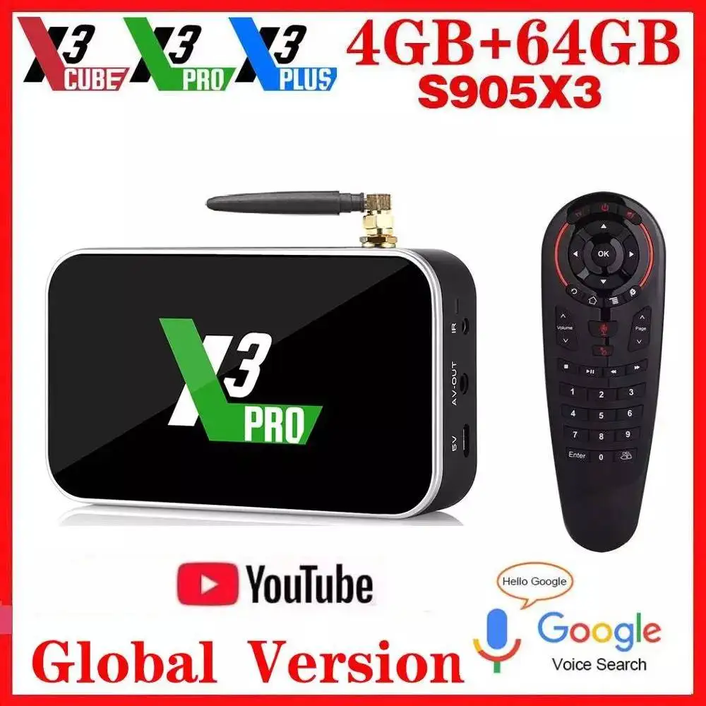 ТВ приставка Amlogic S905X3 Android 9 0 X3 Plus 4 ГБ ОЗУ 64 Гб ПЗУ PRO телеприставка 2 4G/5G WiFi 1000M 4K Cube