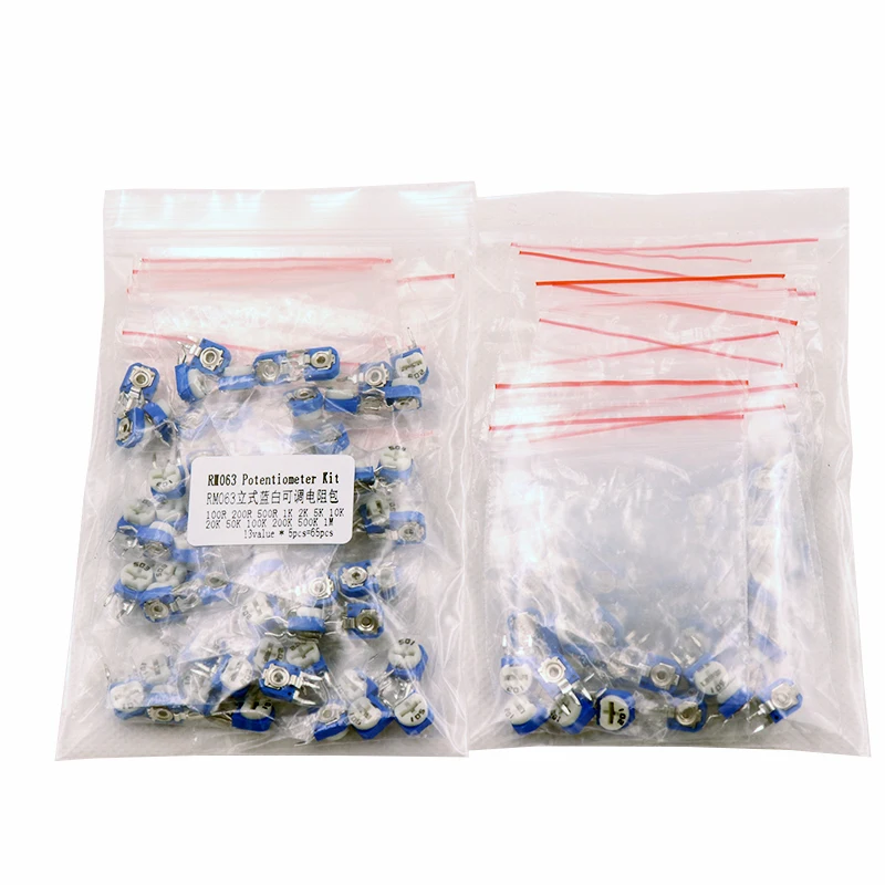 65pcs  RM063 vertical blue white adjustable resistor kit 100 ohm -1M ohm 13 kinds * 5 PCS=65PCS