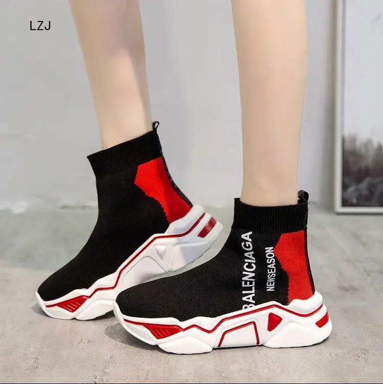 

LZJ 2019 Autumn And Winter New Short Boots Muffin Platform Shoe Wedges Shoes Lace-Up Ankle Boots Zapatos Botte Femme L746
