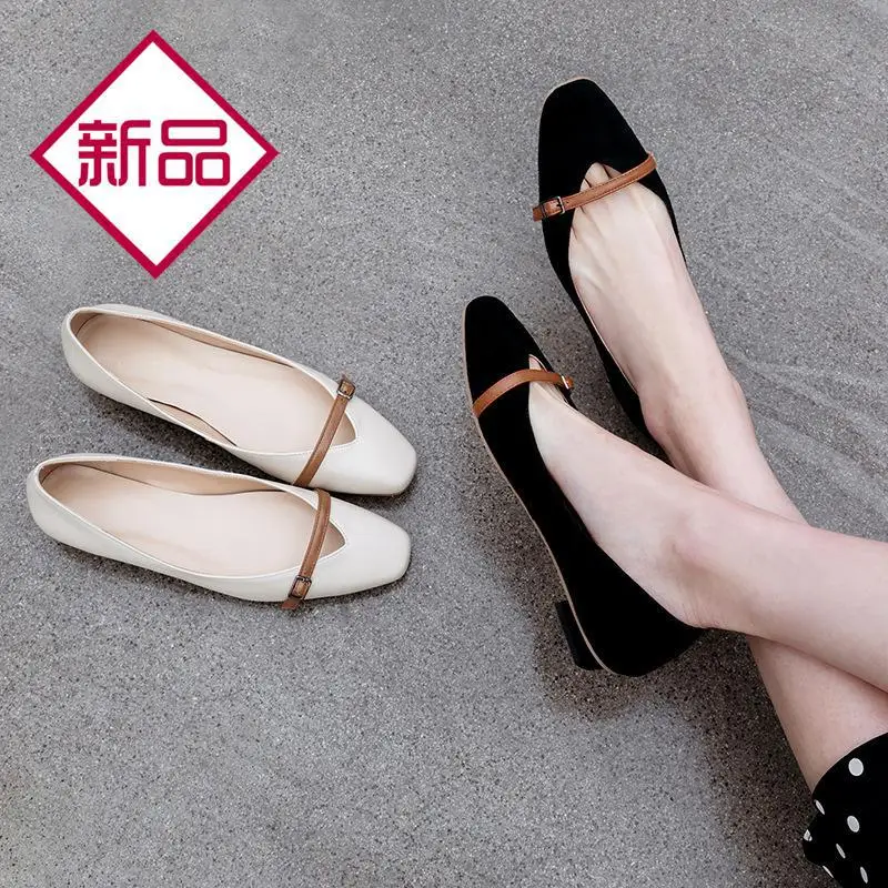 

Online Celebrity WOMEN'S Shoes Spring And Summer New Style Genuine Leather Low-Cut Low Heel Shoes Korean-style Simple Mixed Colo
