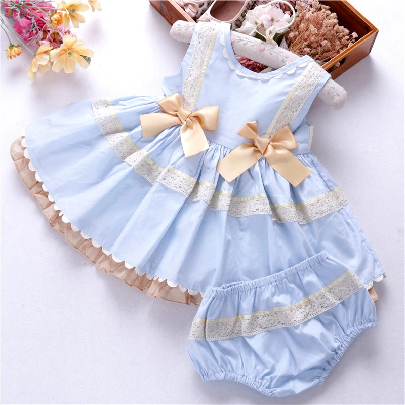 Платье принцессы для маленьких девочек; винтажные платья для малышей; кружевная испанская Одежда с бантом; модная детская одежда; платье для дня рождения; детская одежда