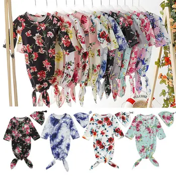 

PUDCOCO Infant Newborn Baby Toddler Floral Swaddle Wrap Blanket Sleeping Bag Swaddling+Hat 2Pcs