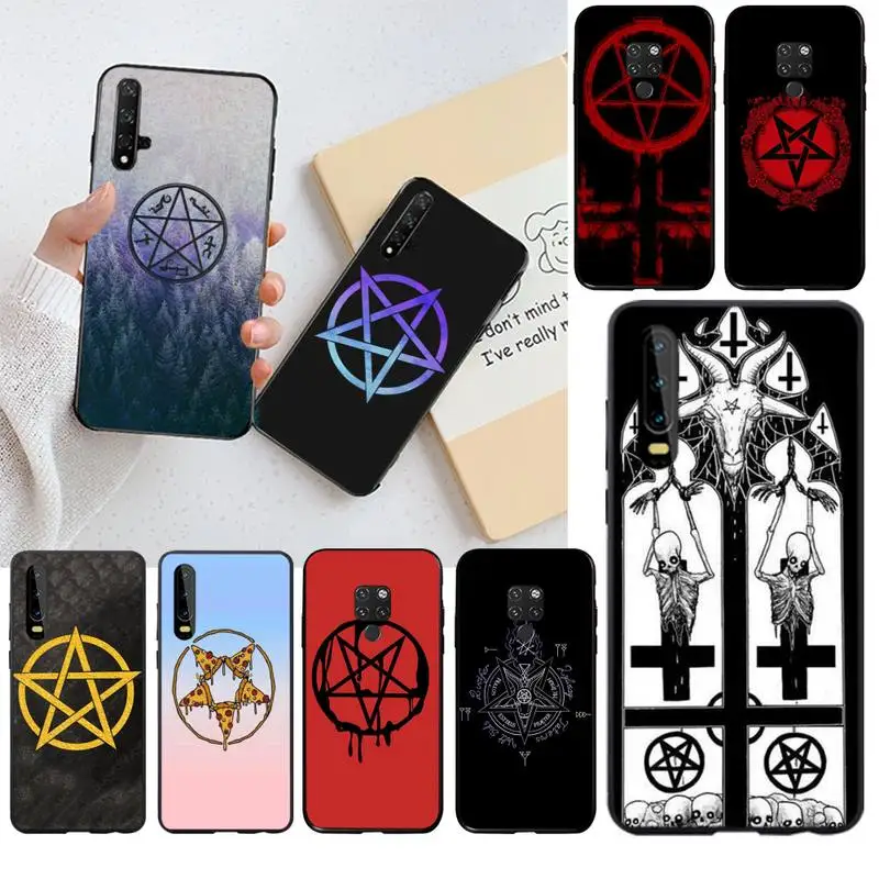 NBDRUICAI Satanic Pentagram Hard Cover Black Soft Shell Phone Case for Huawei P30 P20 lite Mate 20 Pro P Smart 2019 prime | Мобильные