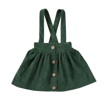 

Toddler Tutu Suspender Skirt Infant Kids Baby Girl Ruffle Corduroy Skirts Solid Summer Fall Button Bowknot Sundress Clothes