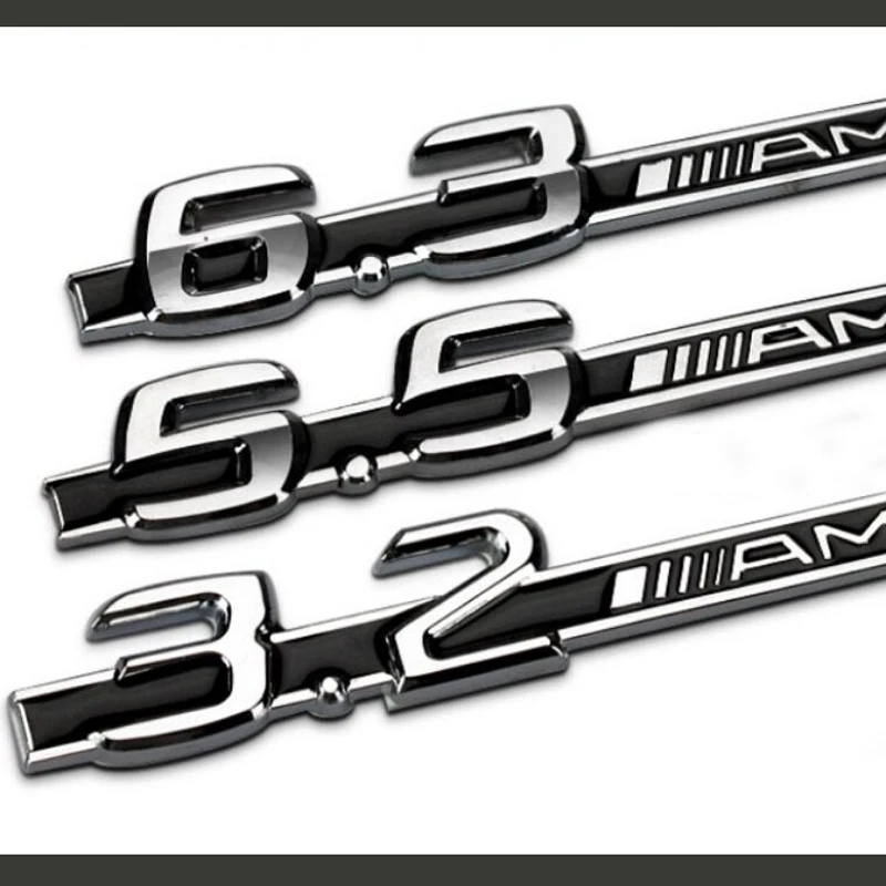 

2Pc Car Sticker Metal 5.5 6.3 3.2 Displacement Car Logo C63 Modified for Mercedes-Benz AMG Car Logo Fender Car Sticker Red Black