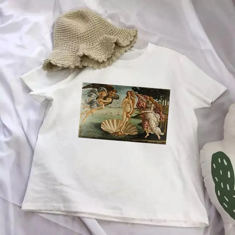 

GAAJ "the birth of venus" T Shirt Women T-shirt Clothes Woman T-Shirt Lovers Ladies Plus Size Tops Print Solid Fashion SF4VM#