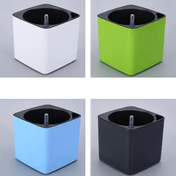 

4 Pcsb Plastic Lazy Flower Pot Double Layer Square Tray Box Planter Self Watering Flowerpot Large Capacity Water Planting