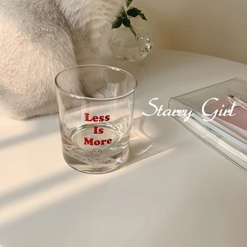 

Small Glass Coffee Mug Cocktail Korean Cute Creative Printed Juice Glass Set Smoothie Jar Taza Cafe Kitchen Dining Bar E5BL