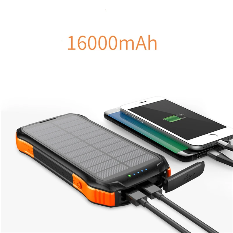 10W Fast Qi Wireless Charger 16000mAh Solar Power Bank PD 18W USB Poverbank Waterproof Powerbank for iPhone 11 Samsung S9 Xiaomi portable charger Power Bank