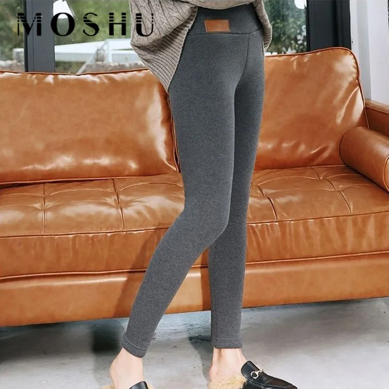 Winter Warm Pants Women Inner Fleece Pants Female Thick Cashmere Elastic Slim Leggings Ladies High Waist Skinny Trousers