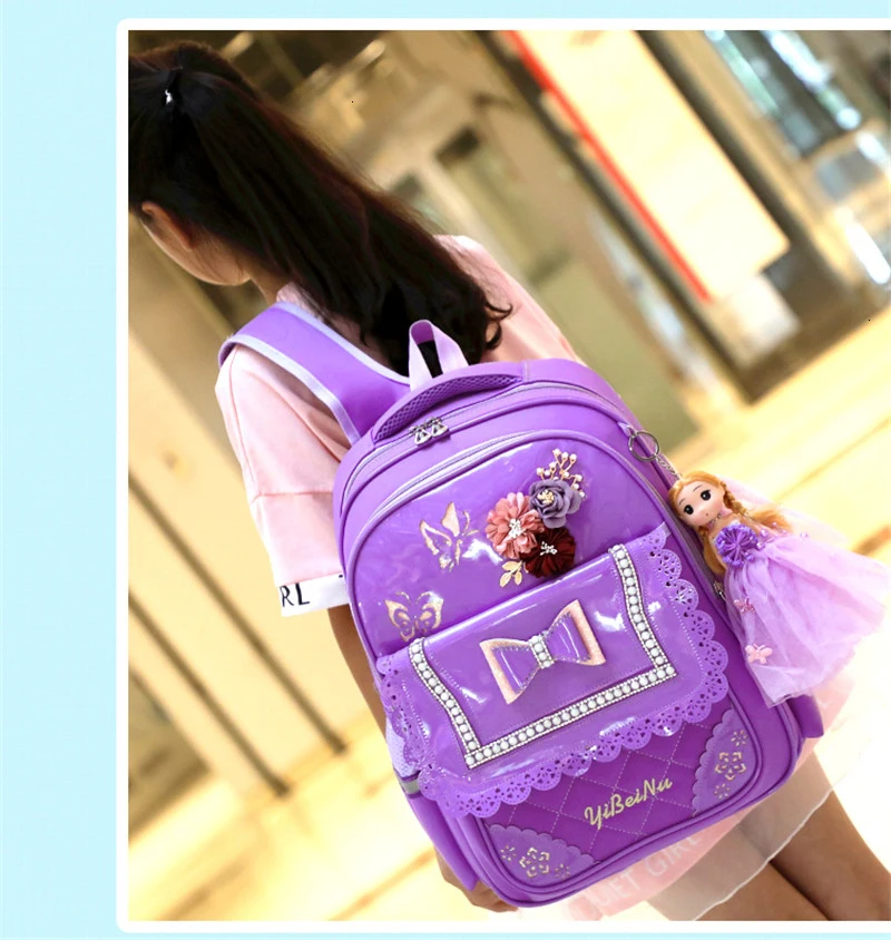 ПУ розовый бант девушка школьная сумка набор красивый нейлон водонепроницаемый рюкзак милые девушки школьные сумки ранец Mochila Escolar