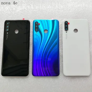 

New Original Tempered Glass Back Cover For Huawei P30 Lite/Nova 4E Spare Parts Back Battery Cover Door Housing + Camera frame