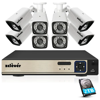 

1080P Home Security Camera System, Zclever 8CH Surveillance DVR and 4/8pcs 2.0MP Weatherproof IP66 Bullet Cameras Night Vision