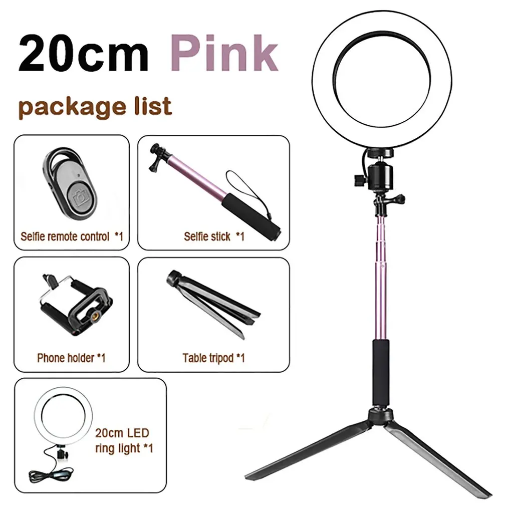 

Fotografie Dimbare LED Selfie Ring Licht Youtube Video Live 3500-5500k Photo Studio Light Met Telefoon Houder USB plug Statief
