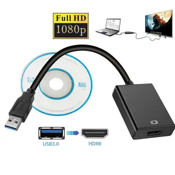 

USB 3.0 To HDMI female Audio Video Adaptor Converter Cable With CD Drive For PC Laptop HDTV LCD TV