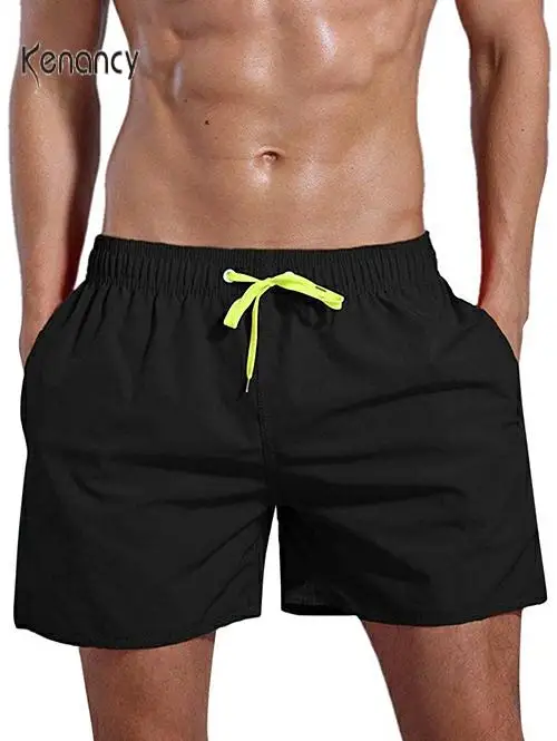 Мужские повседневные шорты Hemiks, летние неоновые быстросохнущие шорты с завязками, однотонные шорты до середины талии на шнурке, шорты с карманами, 7 цветов