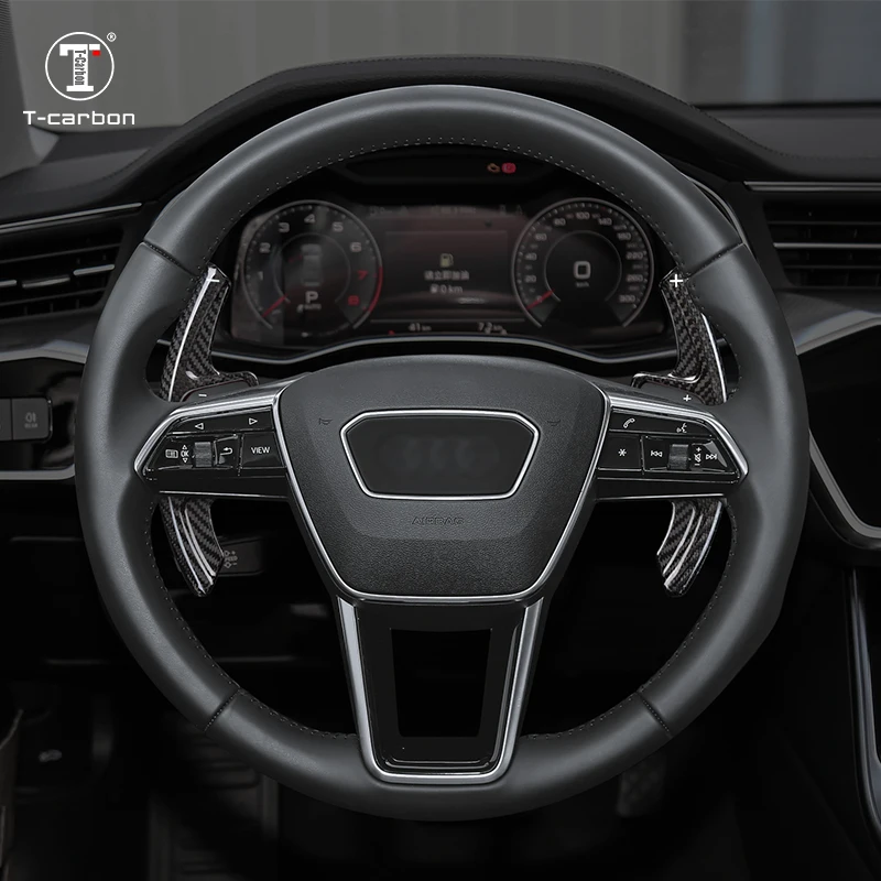 T-carbon Steering Paddle Shifter For Audi A3 A4 A6 A7 C8 A8 D5 E-tron Car Shift Paddle Shifter Gear Accessories