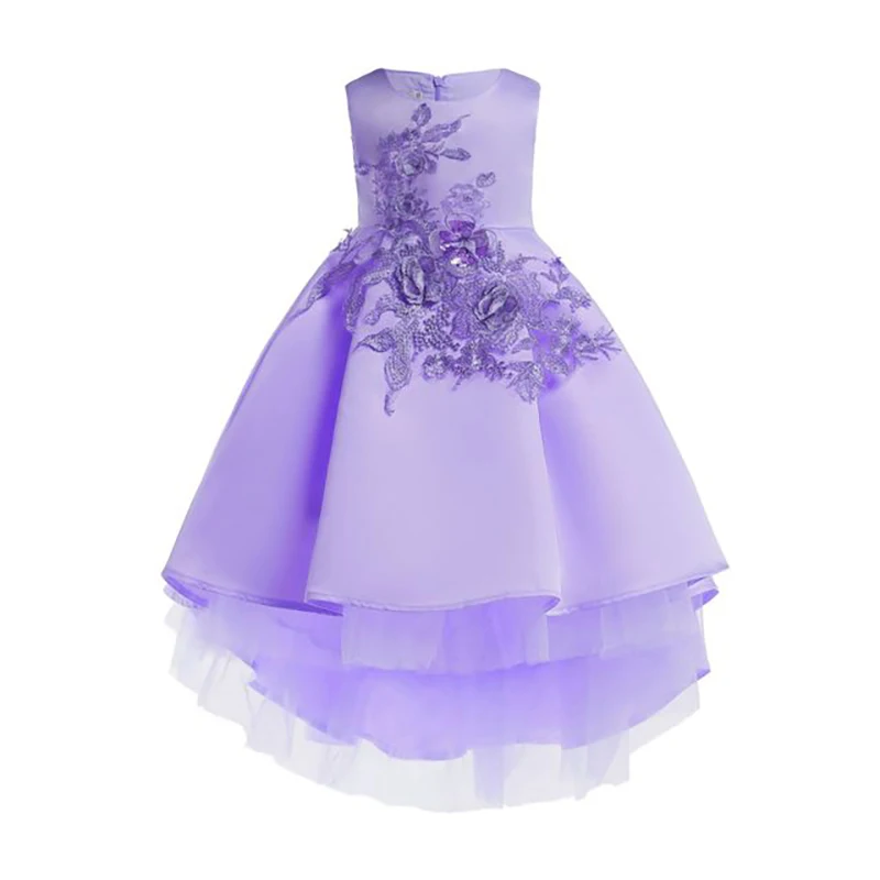 Детское нарядное платье для девочек Брендовое Новое элегантное вечернее платье с цветочным рисунком для девочек на свадьбу, день рождения, Детские платья для детей возрастом от 2 до 8 лет, одежда для девочек - Цвет: purple