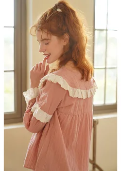 

Women Autumn Winter Round Neck Plus Velvet Thick Warm Flannel Home Service Two-Piece Sleepwear Pyjama Set Coral Fleece Pajamas