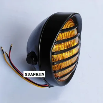 

CG125 JH70 Motorcycle Retro Headlight Retrofit with Mesh Cover Metal Shell Headlight Far and Near Light