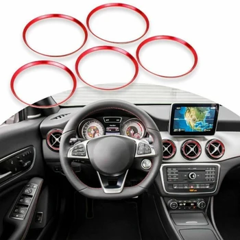 

Front/Rear Air Vent Outlets Red Ring 5Pcs Set Fits For 2013-18 Mercedes CLA GLA Class Interior Mouldings
