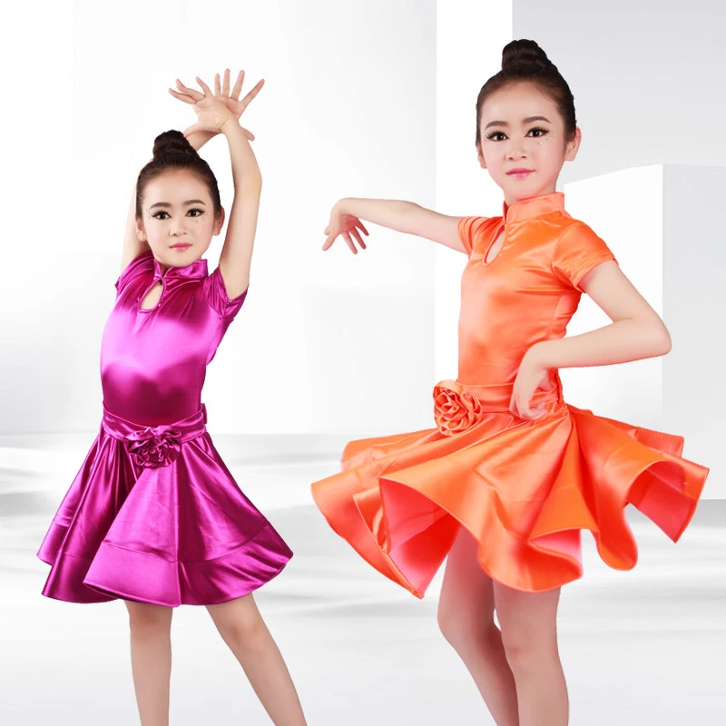 New Latin Dance Dresses Girls Children Ballroom Practice Costumes Rumba Samba Spandex Shiny Stage Performance | Тематическая одежда